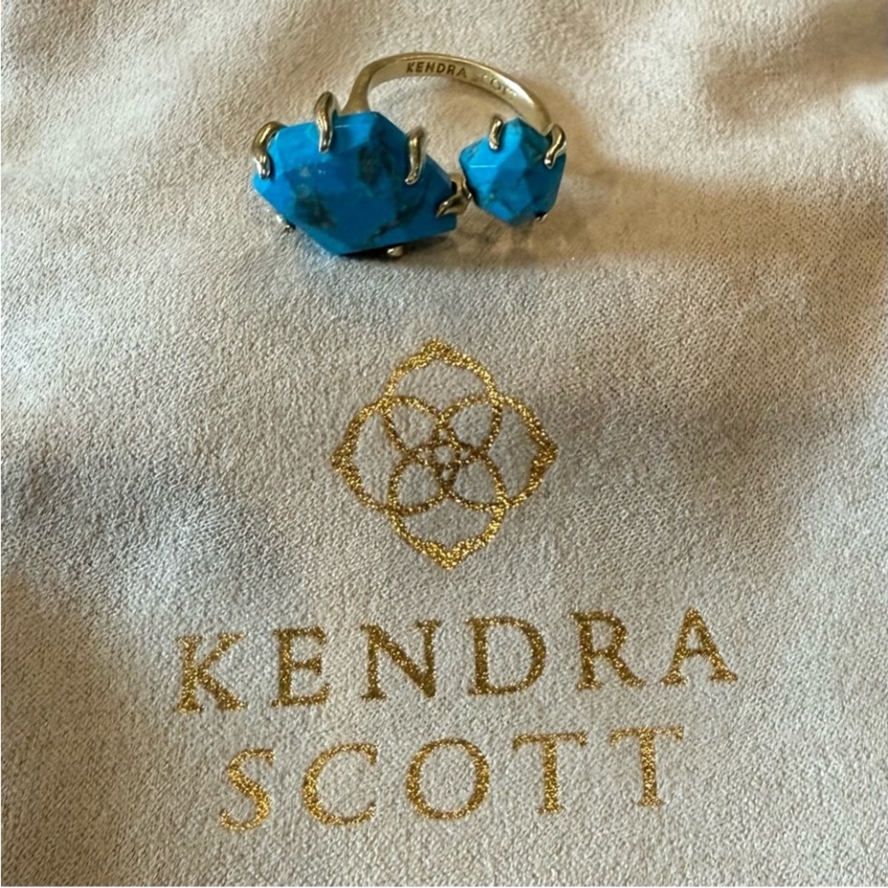 Kendra Scott Gold Kayla Ring with Howlite Turquiose-Discounted Shipping - Picture 6 of 6